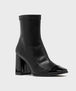 Boots chaussettes à talon et bout carré verni femme vue3 - FOLLOW ME G4G - GEMO