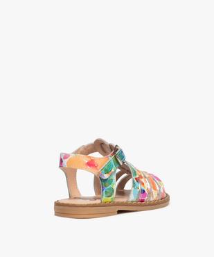 Sandales fille en cuir dessus fleurs multicolores vue4 - GEMO (ENFANT) - GEMO