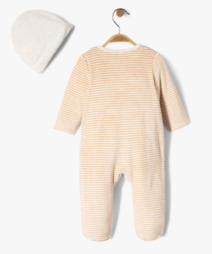 Ensemble 2 pièces bébé garçon pyjama en velours et bonnet- LuluCastagnette vue5 - LULUCASTAGNETTE - GEMO