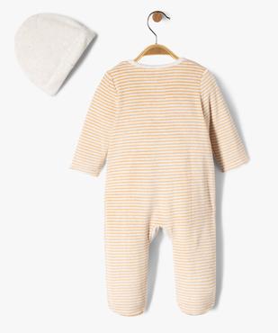 Ensemble 2 pièces bébé garçon pyjama en velours et bonnet- LuluCastagnette vue5 - LULUCASTAGNETTE - GEMO