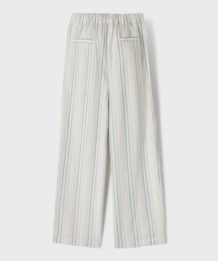 Pantalon large en viscose et lin rayé fille vue4 - GEMO (JUNIOR) - GEMO