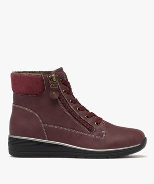 Boots femme confort fourrées à zip latéral et à lacets - Hobiz vue1 - HOBIZ - GEMO
