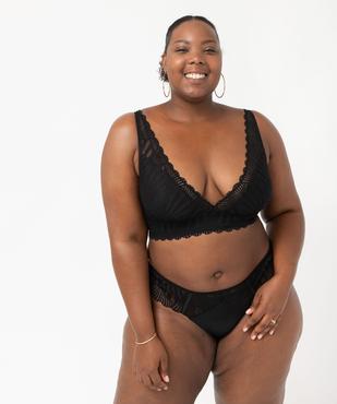 Tanga en microfibre et dentelle femme grande taille vue3 - GEMO(HOMWR FEM) - GEMO