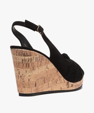Sandales femme à talon compensé et dessus drapé en cuir vue4 - GEMO(URBAIN) - GEMO