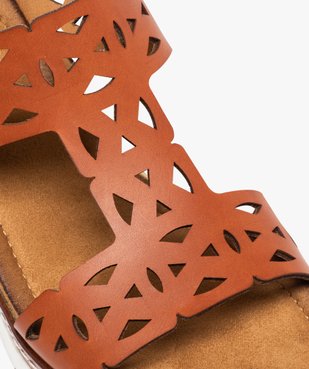 Sandales femme compensées dessus ajouré vue6 - GEMO(URBAIN) - GEMO