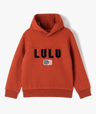 Sweat à capuche garçon avec inscription en relief - LuluCastagnette vue1 - LULUCASTAGNETTE - GEMO