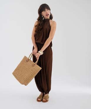 Pantalon large et fluide satiné look sarouel femme vue4 - GEMO(FEMME PAP) - GEMO