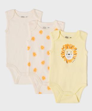 Body sans manches motifs lions bébé garçon (lot de 3) vue1 - GEMO 4G BEBE - GEMO