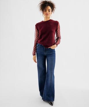 Pull col rond bi-matière femme vue4 - GEMO(FEMME PAP) - GEMO
