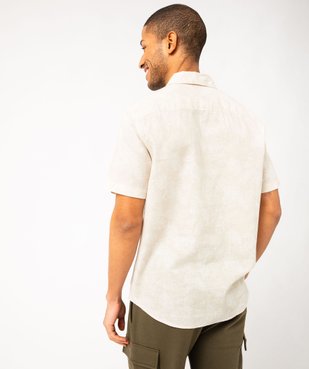 Chemise à manches courtes imprimée à motif feuillage en lin et coton homme vue3 - GEMO 4G HOMME - GEMO