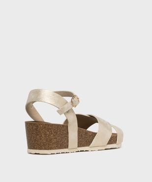 Sandales à talon compensé et larges brides croisées brillantes femme - Valentina Baldano vue4 - VALENTINA BALDA - GEMO