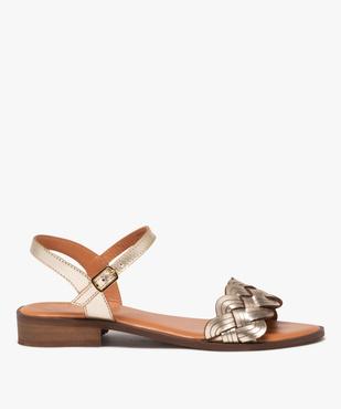 Sandales femme en cuir effet métallisé à large bride zig zag - Taneo vue1 - TANEO - GEMO