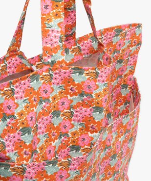 Totebag forme cabas en coton fleuri grandes dimensions femme vue3 - GEMO (ACCESS) - GEMO