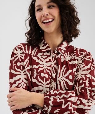 Robe courte manches longues en viscose froissée imprimée femme vue2 - GEMO 4G FEMME - GEMO