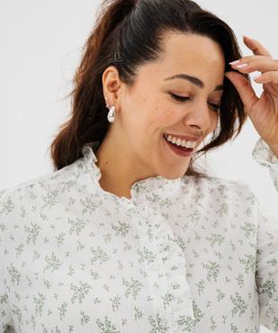 Chemise manches longues en tissu texturé et fleuri femme grande taille vue2 - GEMO (G TAILLE) - GEMO