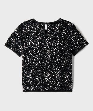 Tee-shirt manches courtes en velours et sequins brillants fille vue3 - GEMO (ENFANT) - GEMO