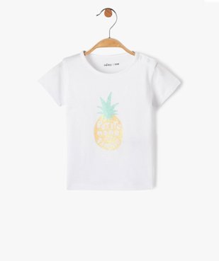 Tee-shirt bébé fille avec manches courtes et message pailleté vue1 - GEMO(BEBE DEBT) - GEMO