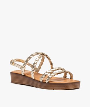 Sandales femme à brides torsadées métallisées vue2 - GEMO (CASUAL) - GEMO