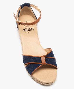 Sandales femme compensées à brides en dentelle anglaise vue5 - GEMO (CASUAL) - GEMO