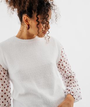Pull col rond bi-matière femme vue2 - GEMO(FEMME PAP) - GEMO