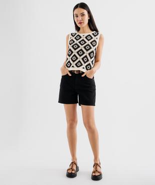 Débardeur en maille ajourée façon macramé femme vue4 - GEMO(FEMME PAP) - GEMO