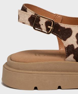 Sandales à semelle épaisse et brides croisées motif animalier femme vue7 - 5 MILES - GEMO