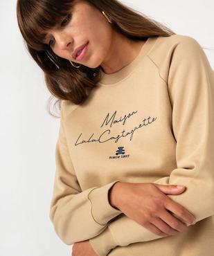 Sweat molletonné avec inscription brodée femme - LuluCastagnette vue3 - LULUCASTAGNETTE - GEMO