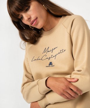 Sweat molletonné avec inscription brodée femme - LuluCastagnette vue3 - LULUCASTAGNETTE - GEMO