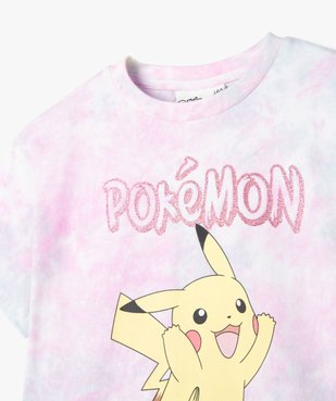 Tee-shirt manches courtes tie-and-dye imprimé Pikachu fille - Pokémon vue3 - POKEMON - GEMO