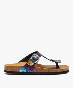Mules femme à talon plat et bride entre-doigts multicolore  vue1 - GEMO (CASUAL) - GEMO