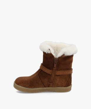 Boots bébé fille avec col fourré dessus cuir uni – NA!  vue3 - NA! - GEMO