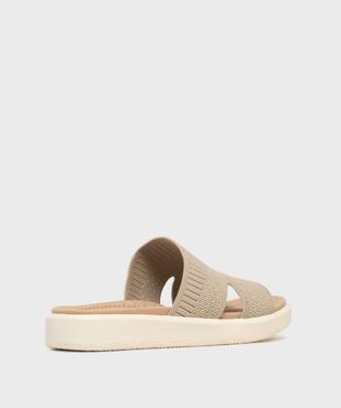 Mules à petite semelle plateforme et large bride en textile femme vue4 - HOBIZ - GEMO