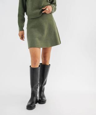 Jupe courte en maille coupe trapèze femme vue2 - GEMO 4G FEMME - GEMO