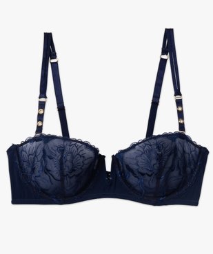 Soutien-gorge bandeau en dentelle avec bretelles amovibles vue4 - GEMO(HOMWR FEM) - GEMO