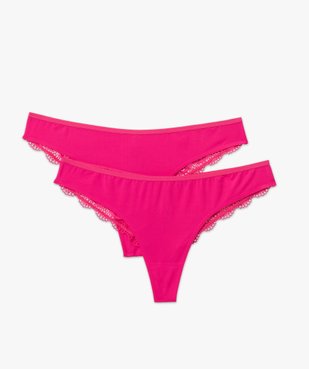 Tanga sans coutures en microfibre et dentelle femme (lot de 2) vue4 - GEMO(HOMWR FEM) - GEMO