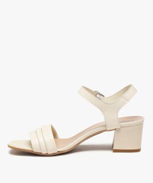 Sandales femme à talon dessus plissé en cuir – Taneo vue3 - TANEO - GEMO