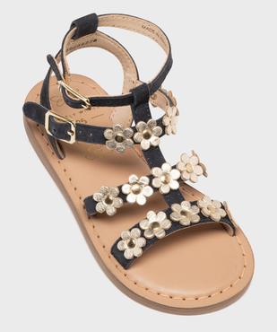 Sandales spartiates en cuir suédé et fleurs dorées fille - Lovely Wings vue5 - LOVELY WINGS GEMO FOR GOOD - GEMO