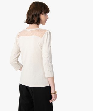 Tee-shirt femme en maille avec motifs pailletés vue3 - GEMO(FEMME PAP) - GEMO