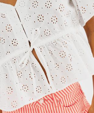 Blouse manches courtes en broderie anglaise à basque femme vue2 - GEMO(FEMME PAP) - GEMO