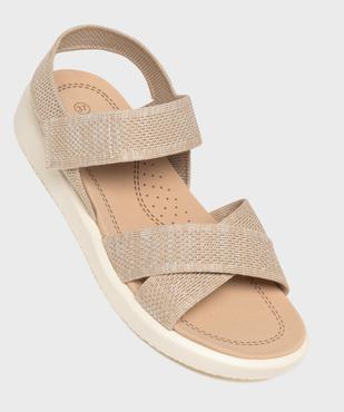 Sandales à larges brides textile et scratch femme vue5 - HOBIZ - GEMO