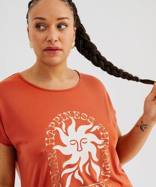 Tee-shirt femme grande taille à manches courtes avec motifs vue2 - GEMO (G TAILLE) - GEMO