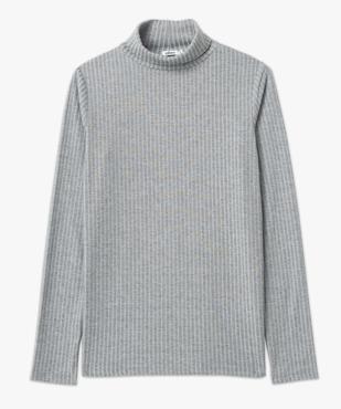 Tee-shirt femme en maille côtelée manches longues et col montant vue4 - GEMO 4G FEMME - GEMO