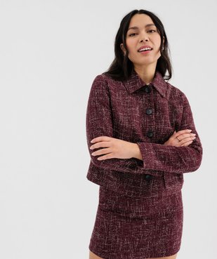 Veste courte aspect tweed femme vue2 - GEMO(FEMME PAP) - GEMO