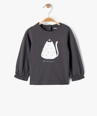 Tee-shirt bébé fille à manches longues volantées et motif pailleté vue1 - GEMO(BEBE DEBT) - GEMO