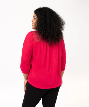 Tee-shirt droit manches 3/4 à col boutonné femme grande taille vue3 - GEMO 4G GT - GEMO