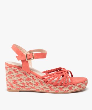 Sandales femme compensées à fines brides tressées vue1 - GEMO(URBAIN) - GEMO