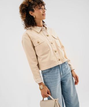 Veste en jean coloré large et courte femme vue4 - GEMO 4G FEMME - GEMO