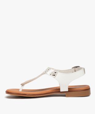 Sandales femme plates à entre-doigts en cuir - Taneo vue3 - TANEO - GEMO