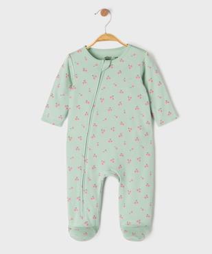 Pyjama en jersey de coton à motifs cerises ouverture zippée devant bébé vue1 - GEMO 4G BEBE - GEMO