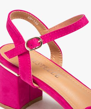 Sandales femme unies en suédine à talon carré vue6 - SANS MARQUE - GEMO